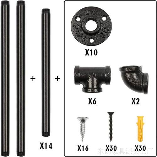 工业壁挂式铁管置架框架支47893架物家居书架4层黑色支储物货架架