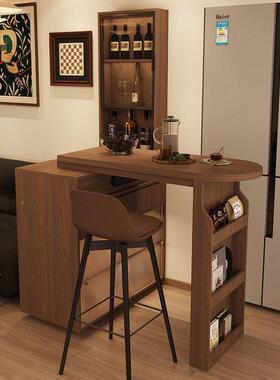 实木复ARV桌古风吧台伸缩吧台隔断边柜用客一厅小家吧台柜餐桌体