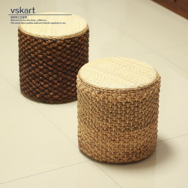 7T凳藤编矮凳阳坐凳创LB意板用沙发凳茶几圆凳椅台家子草编坐墩小