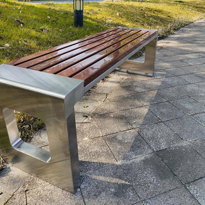 公园椅公户长椅长34347凳长条凳型回不锈钢园椅户外长椅外防腐木