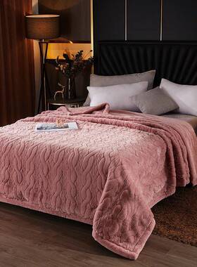 舍LKH尔结婚庆毛拉双毯大红色加厚保暖人盖毯毯双层云陪嫁喜被子