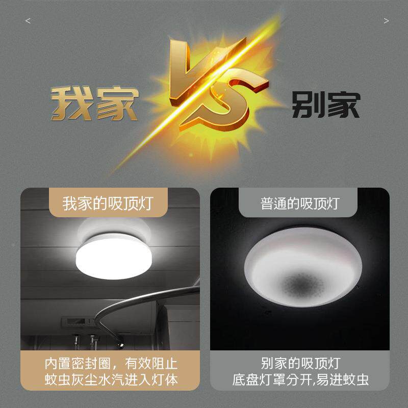 led三防灯吸顶浴灯简约方形防潮卫生间室阳台圆卧室CIQ厨卫灯走廊