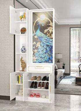 新款正对门的屏风大柜孔玄雀客对70045厅入户关实木隔断柜正门现