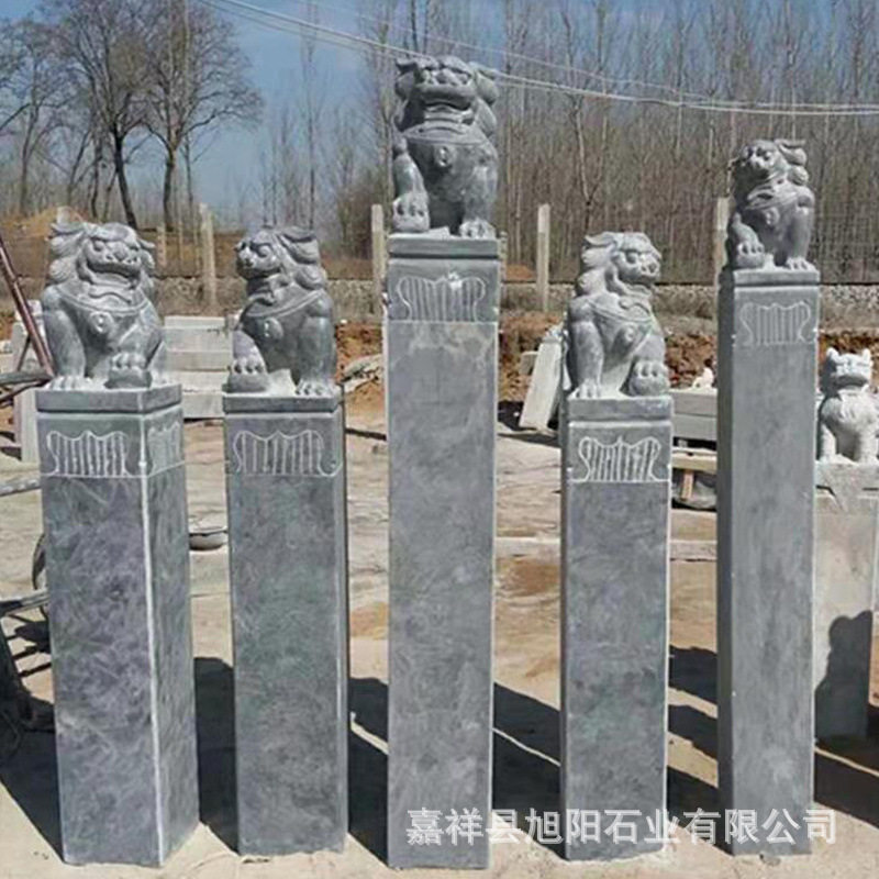 仿古石雕拴马石柱 十二生肖石柱做旧雕塑动物拴马桩玄关装饰