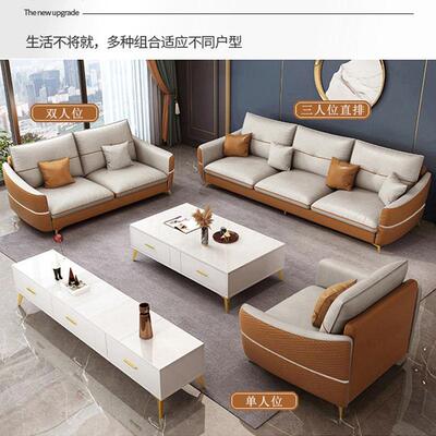 轻奢免布洗科技布沙发小型42421客现代简约三人户乳胶艺沙发贵厅