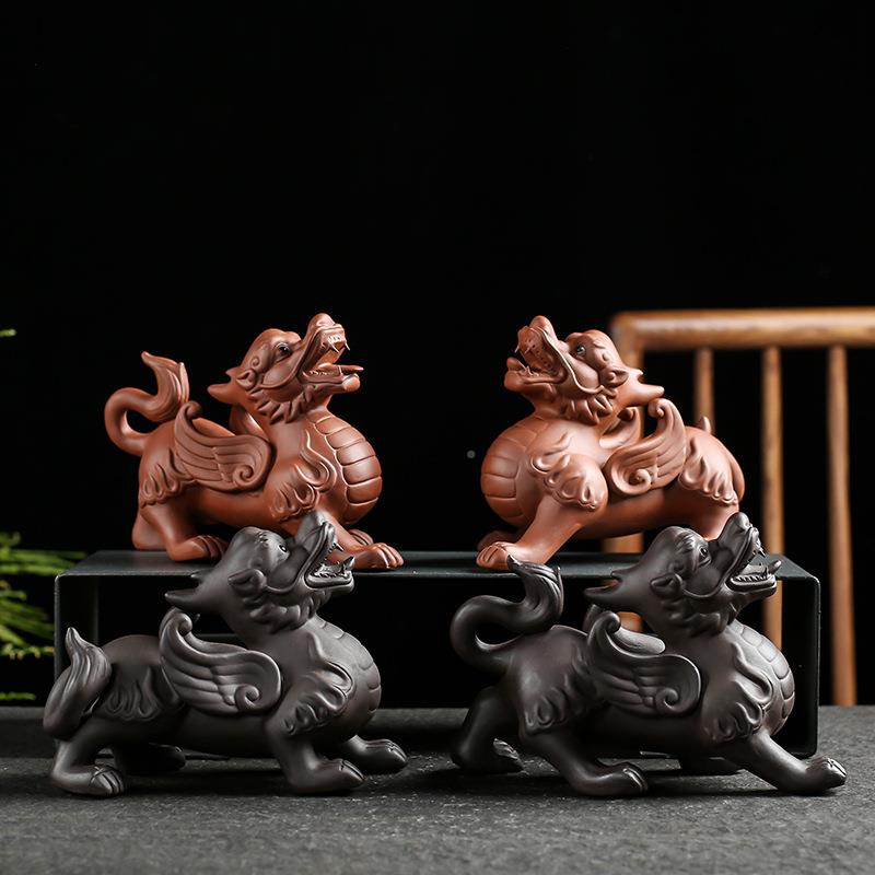 招财貔貅茶宠可紫养砂家居摆EPY精手工件茶玩茶桌茶台装饰茶品具