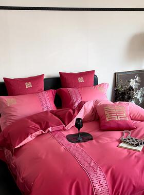 微醺全渐件变喜字结婚WZF四套10S长绒棉棉纯棉6红色被套婚庆婚嫁