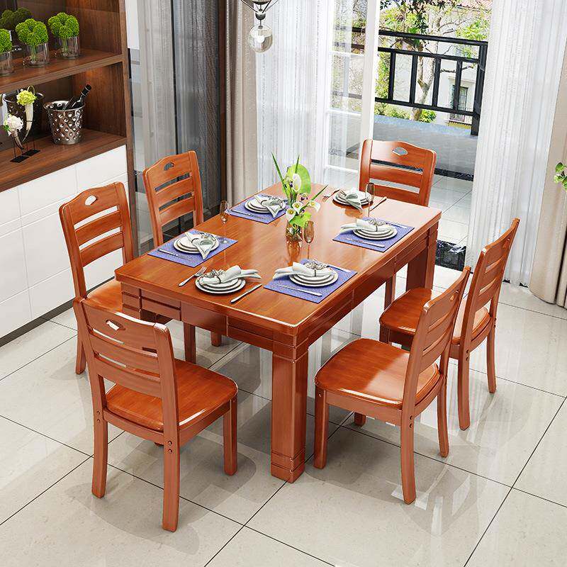 实木餐桌椅长方形吃用木质现代FBN餐简约西桌家小户型饭桌餐桌椅