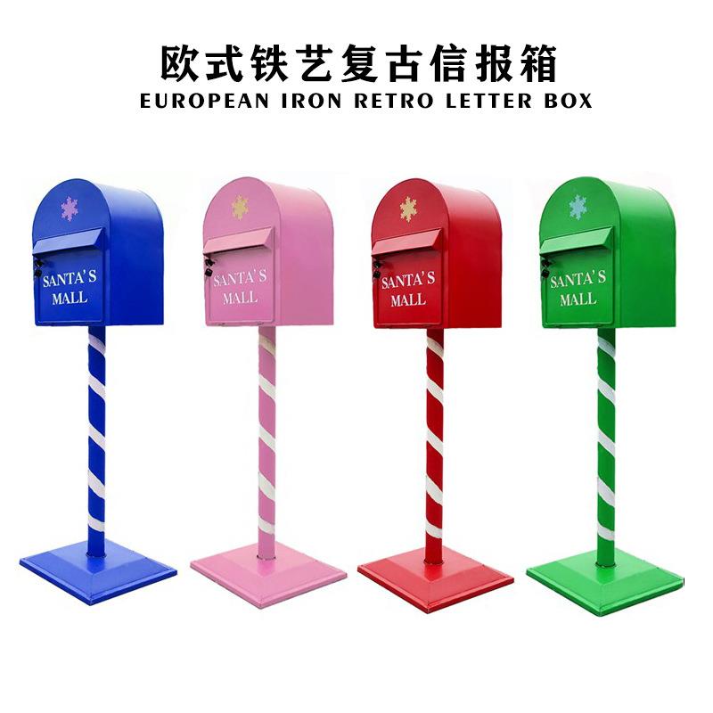 欧式复古铁艺信箱工庭院108装饰实用落具地手摆件工摄业风影道邮
