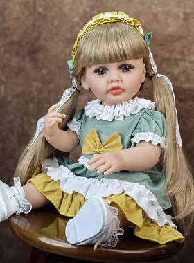 新款诺姆熊生娃KTQ娃全胶女孩仿真婴儿重55cm花可洗澡裙模特佩戴