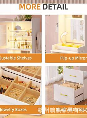 多功能推拉20105镜小型化妆桌收卧纳柜体梳妆台亚一马逊化妆桌室