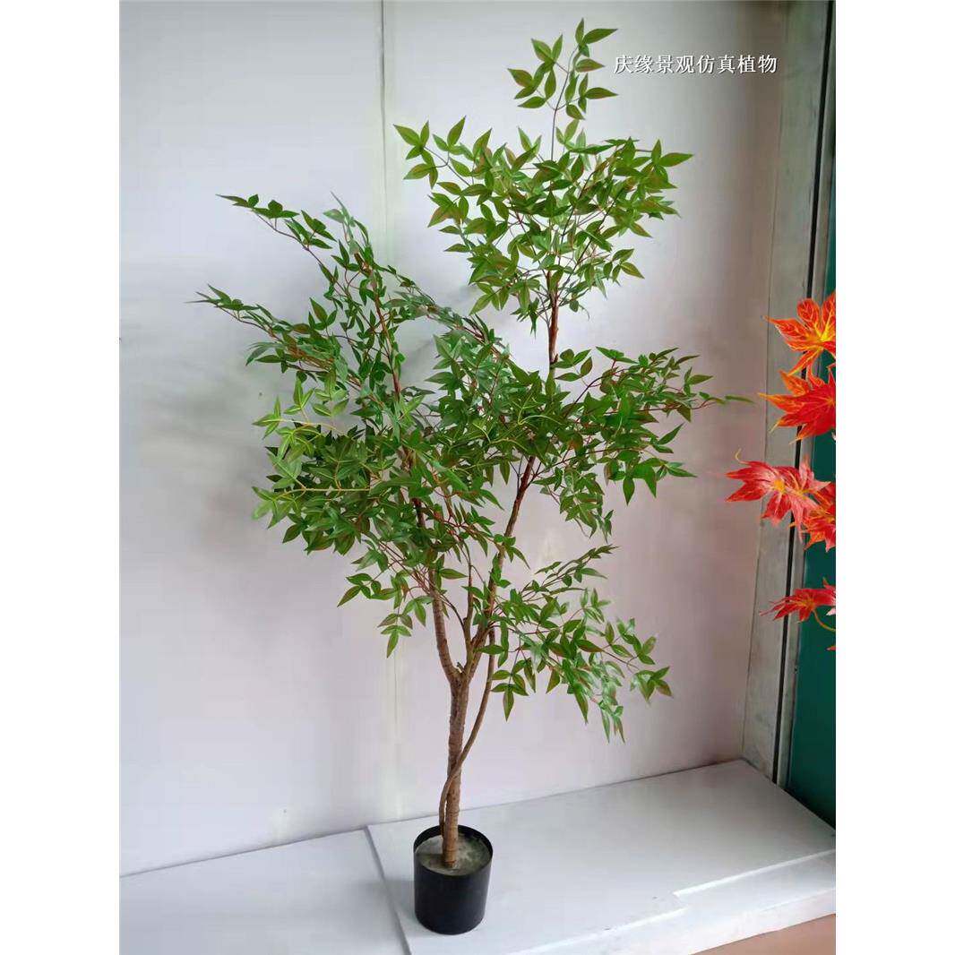 仿真南天竺植居盆绿景店大SVM型假南天竹迷你枫叶树家落地酒轻奢