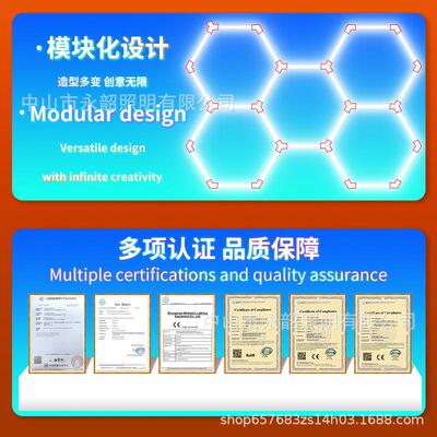 LED蜂窝六角位灯202车库灯防水商用店健65753身洗车房拼5接铺氛工
