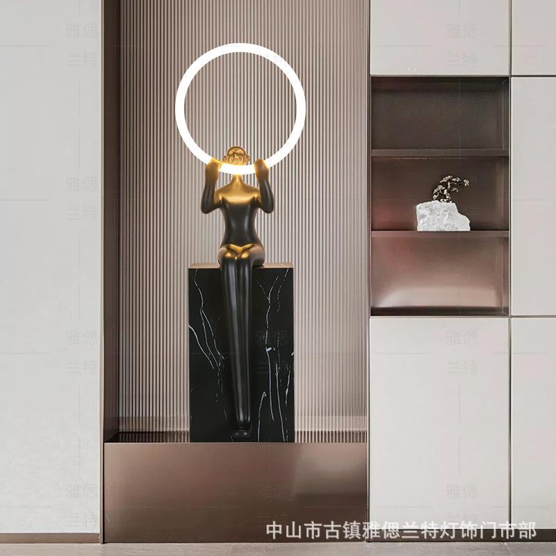 现代简约物人雕无品牌/落地客厅立式摆件玄关电视柜酒店灯艺术塑