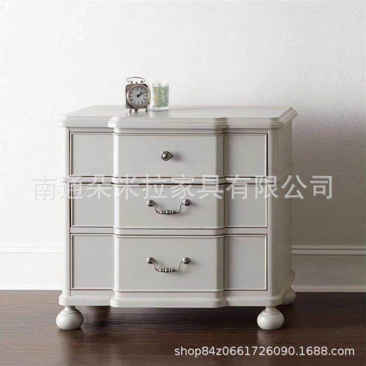 出美FKL式乡村时尚床柜头抽欧式实木床边口柜屉储存收纳柜