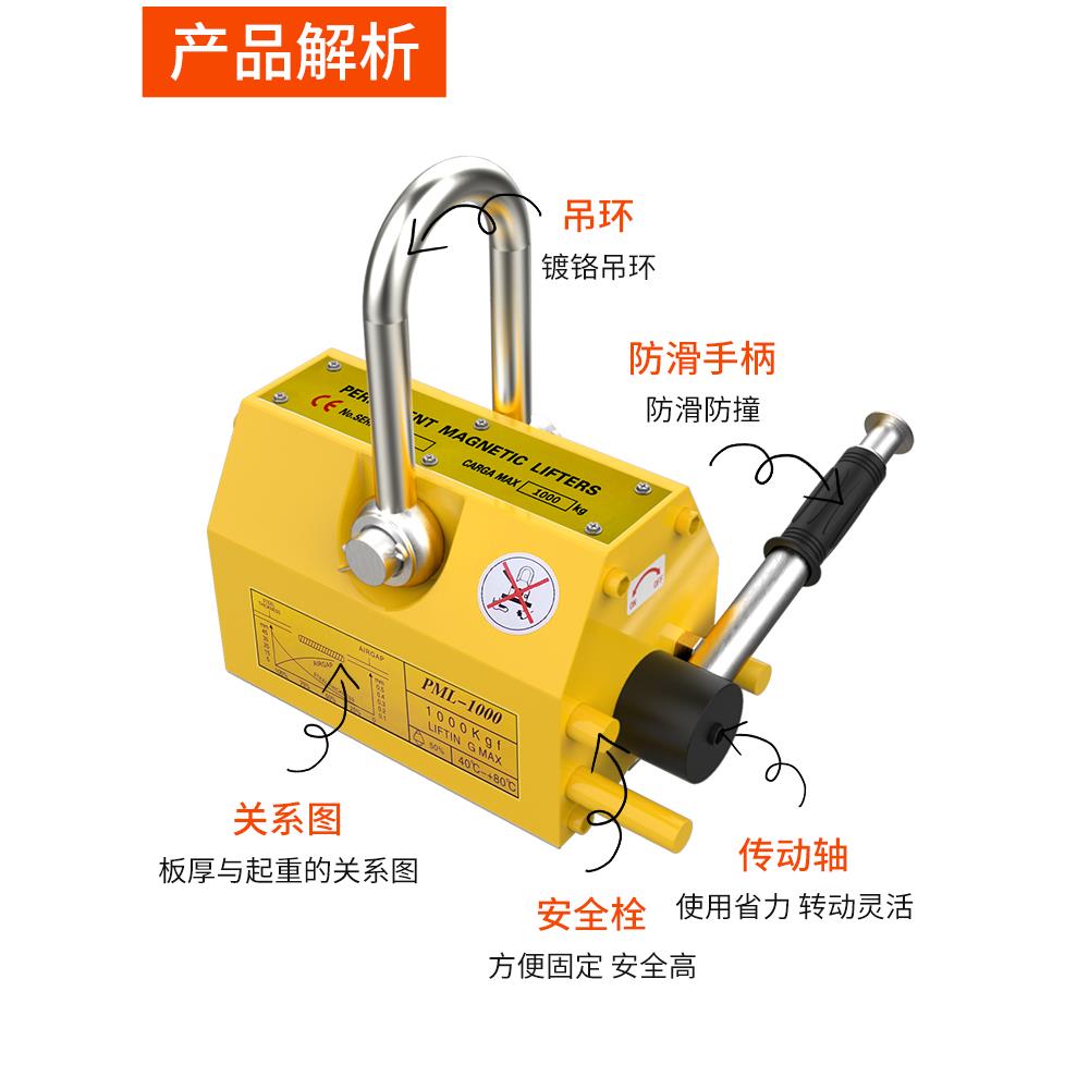 j8SEZ1吨起器2永磁400电磁力吊k重g永磁吸盘工业公斤磁铁吨600g3