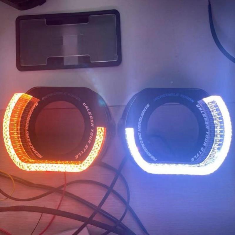 LWOH形款D一装饰罩天使眼车灯升级改件LED透镜改装通配体用装款