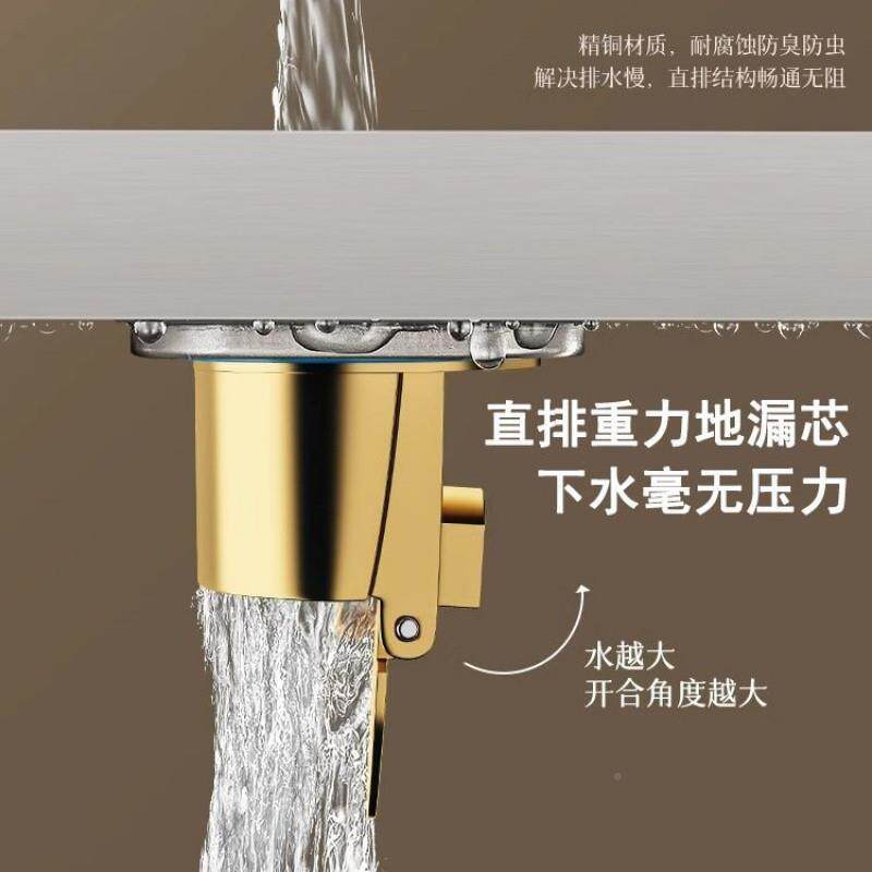 奶DDXyDRtR油风全铜防臭隐地漏卫生间白色长条浴室雄可镶台瓷砖阳