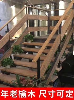 老榆tfgj#u+l木板风化实台木门板楼梯板踏步板地板面桌工作台吧板
