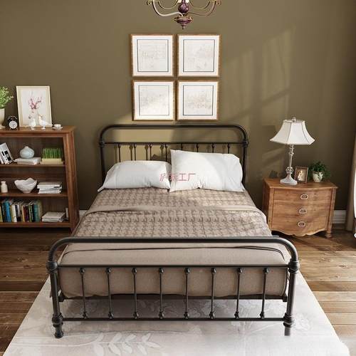 欧式7851主铁架人1床现代铁艺床双床简约铁床1.8米床架出租房公床