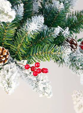 厂家现PVC+SYCT103红果喷白木杆圣诞自动树诞节装饰品圣摆货树件