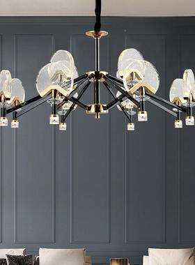 包邮现代客厅TKZ灯新中式轻奢水晶防扇形室LED防吊尘蚊卧餐厅灯护