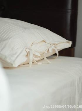 A类日式水洗全棉件30742套宿纯白质四色酒民店优被套床单裸睡床上