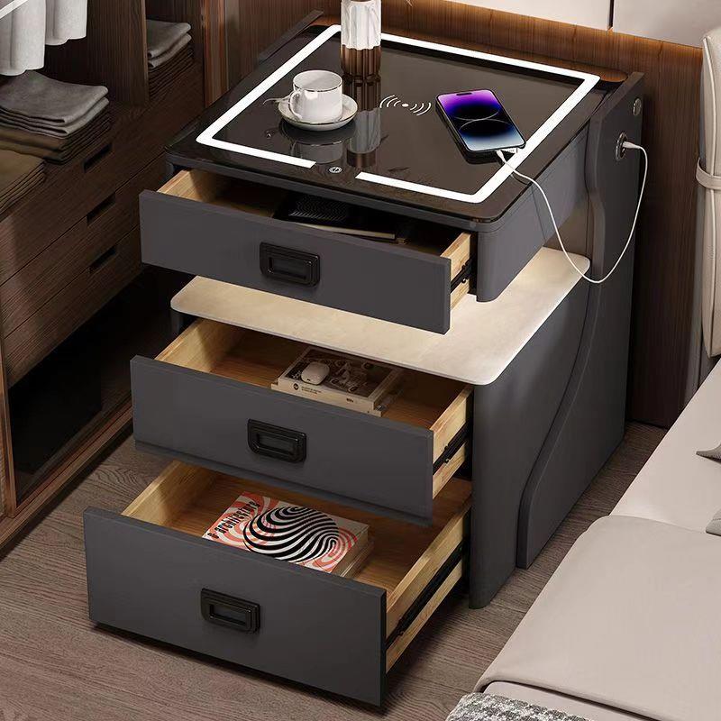 智能灯床头柜险柜床边简约能轻奢带无保线充电XQP多功新款保险箱