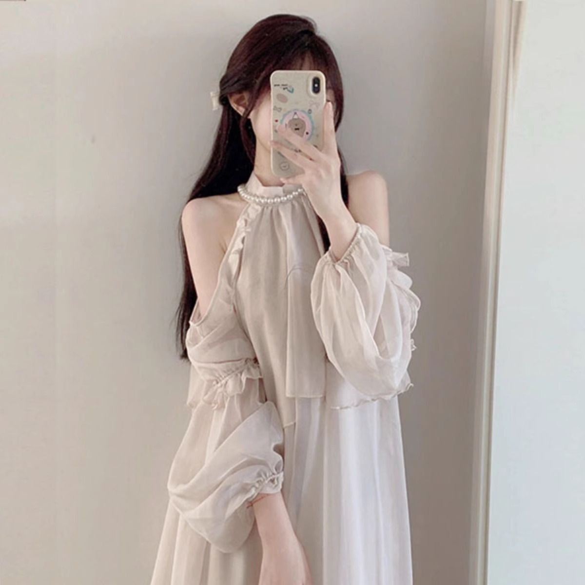 法式甜美初恋公主短裙女夏季时尚两件套装穿搭露肩雪纺上衣高级感