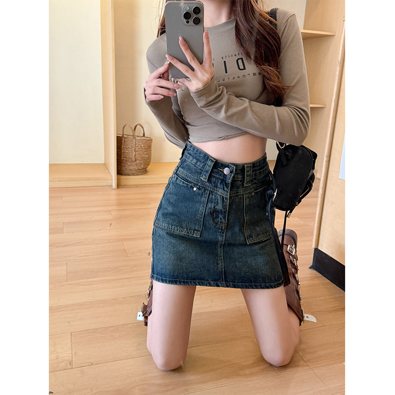 实拍大码女装韩版夏装新款胖妹妹半身裙简约夏季短裙牛仔裙