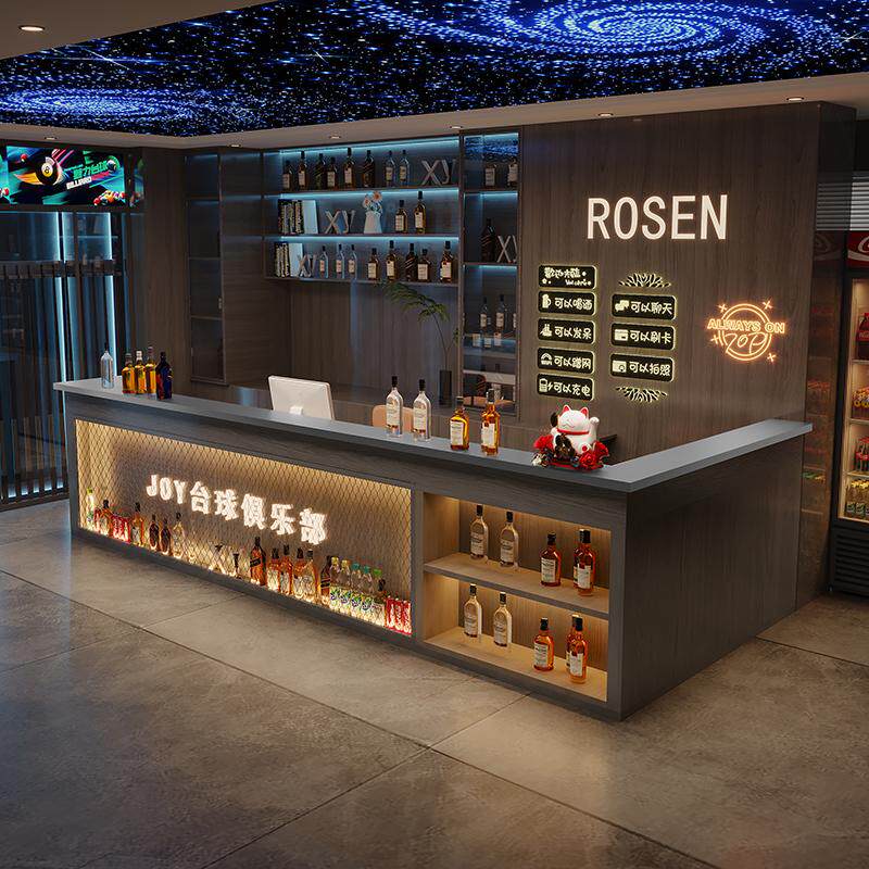 ll接待工业风台球厅咖啡健身房酒吧前台复古吧台桌收银台饭店烧烤