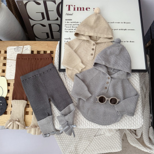 二件套装 针织毛衣服打底裤 蝙蝠袖 女童喜庆新年年服婴儿宝宝秋冬季