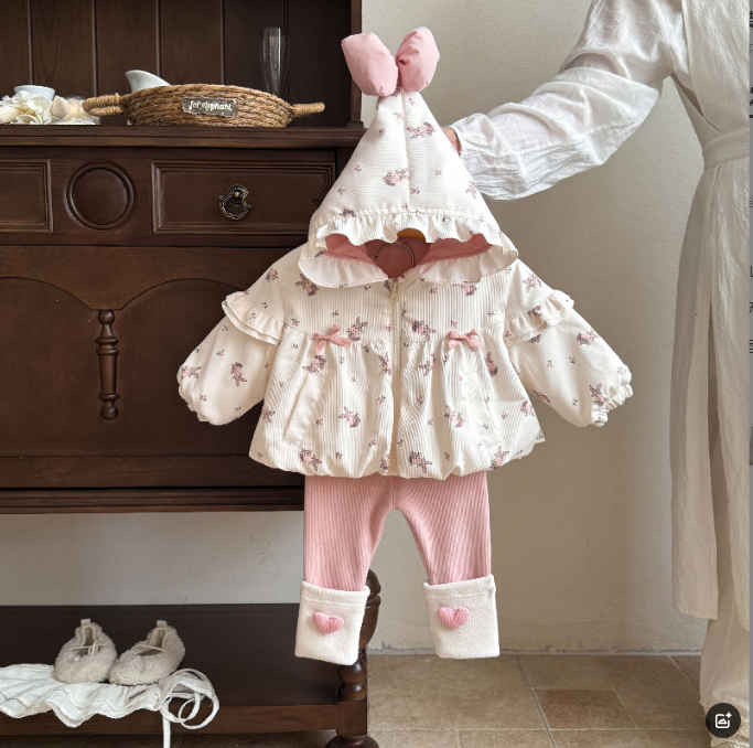 女童秋冬季套装2025新款夹棉棉衣