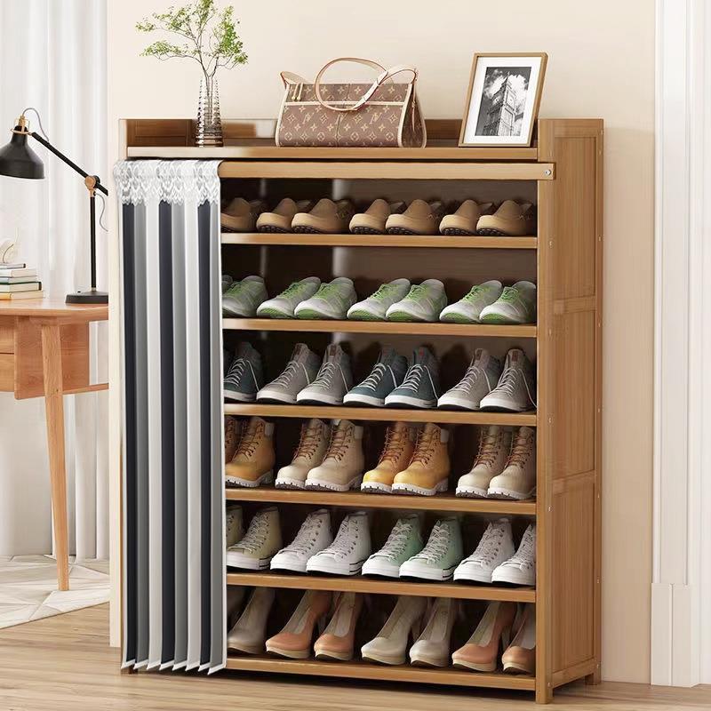 竹楠木简易鞋架多层省空间家用防尘鞋架子进门门口收纳组装鞋柜子