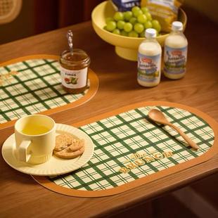 格子桌垫西餐垫皮革餐垫防水防油隔热餐盘碗垫锅垫餐桌垫ins