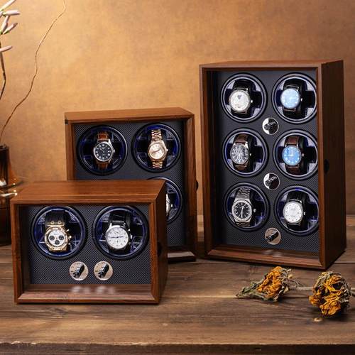 现货黑胡桃纹木质多表位自动机械表摇表器电动家用