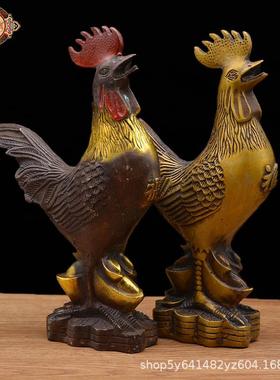 宏达 黄铜鎏金铜器 公鸡 吉祥生肖鸡铜器摆件