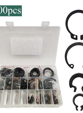 600pcs卡簧套件(300pcs外卡簧+300pcs内卡簧)65锰钢孔用轴用挡圈