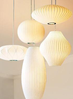 日式装饰白色吊灯圆形灯笼飞碟布艺剧本杀料理店茶楼餐厅书房灯具