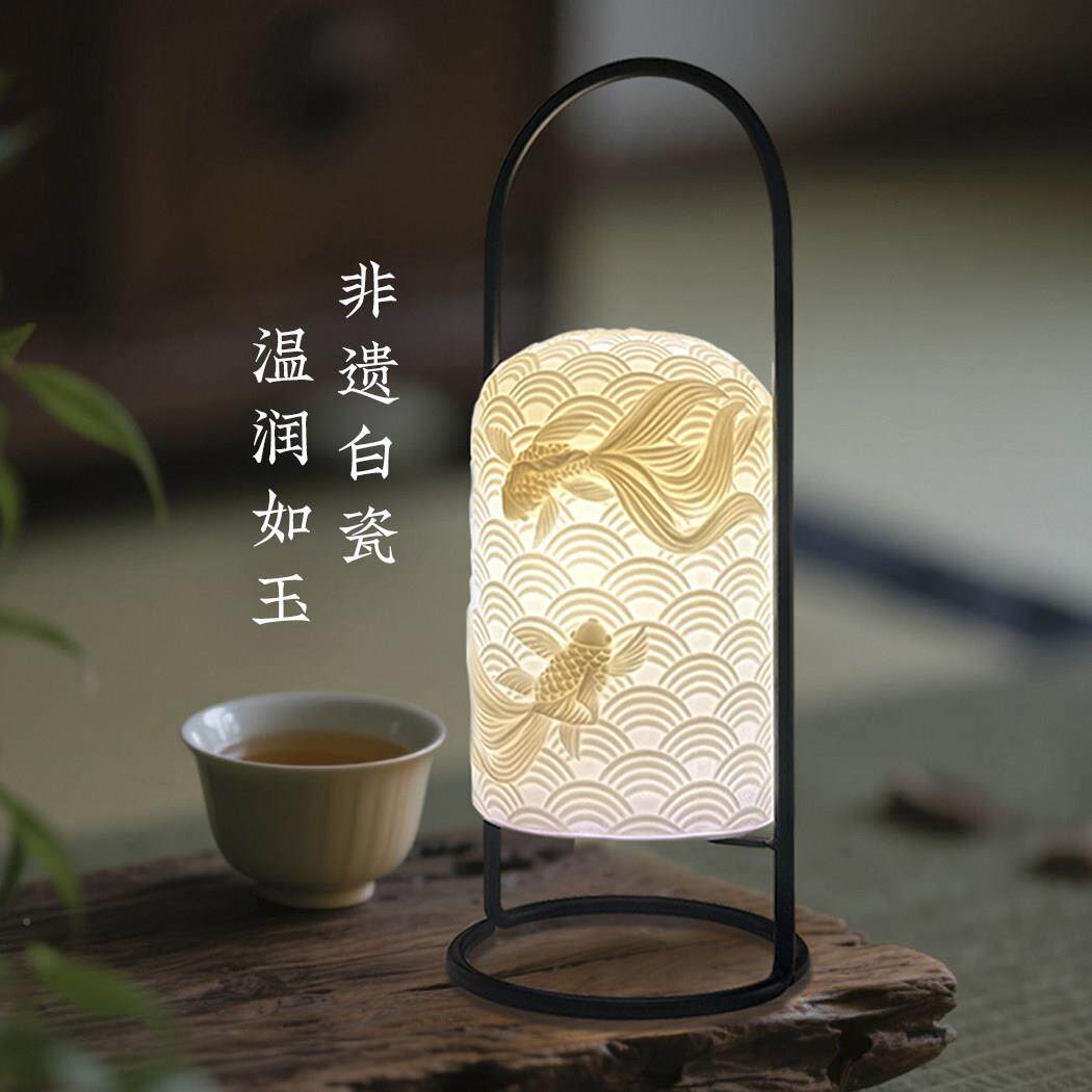 泉州非遗陶灯瓷气氛灯灯国床头灯风茶桌充RB18电台灯玄关灯
