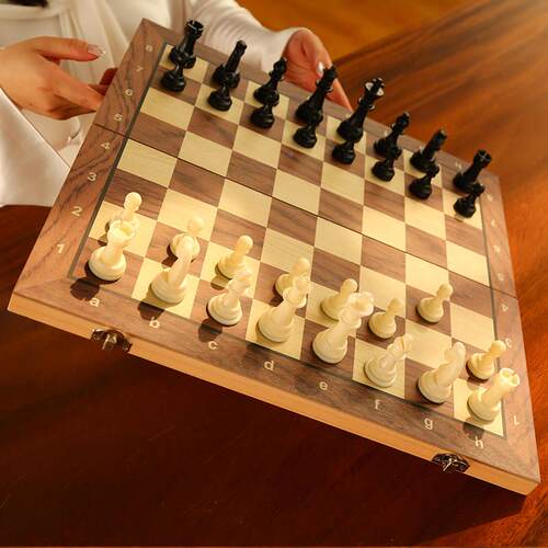 国际象CX24-49棋磁性木质折叠棋黑白棋子中盘小学生赛培训比专用