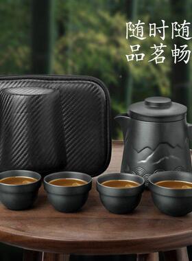 黑旅行具套组可携式一壶四SDP1215K杯简易随身包户外泡快茶壶高陶