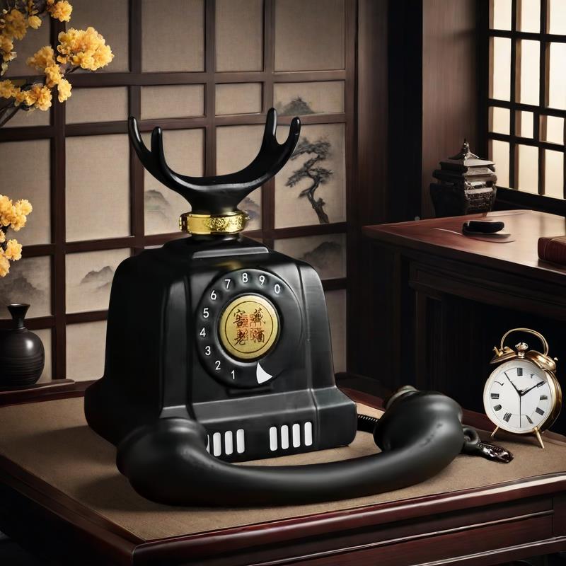 怀旧电话机景德镇陶瓷瓶酒3斤密封酒空壶DQD客厅摆件酒坛装高档酒