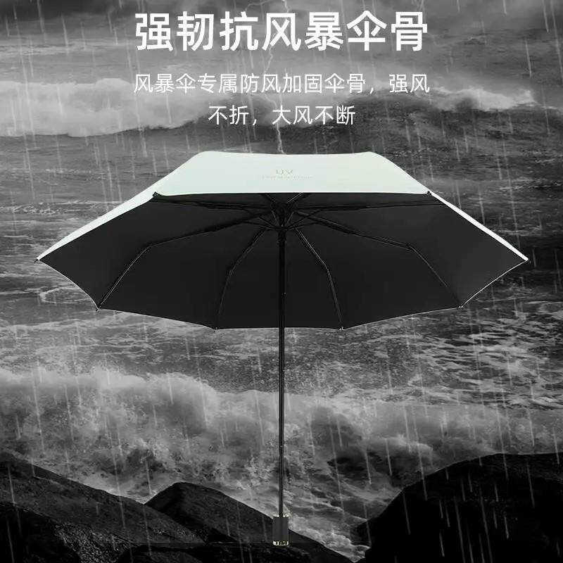 晴伞雨【两用sdys】V黑胶遮阳防晒U伞男女防风八股加大双人折叠伞