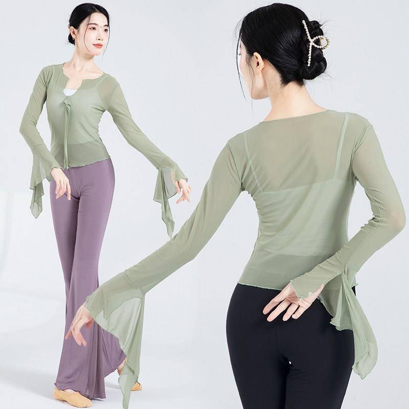 现代舞裤练服女长袖形体蹈上衣微喇舞鱼尾功中长2513衣\/版古典跳