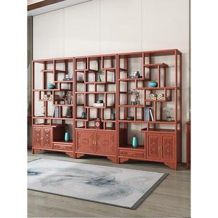 中实木多宝式阁博隔古架茶叶置架榆物木断摆件办公博古架茶室收纳