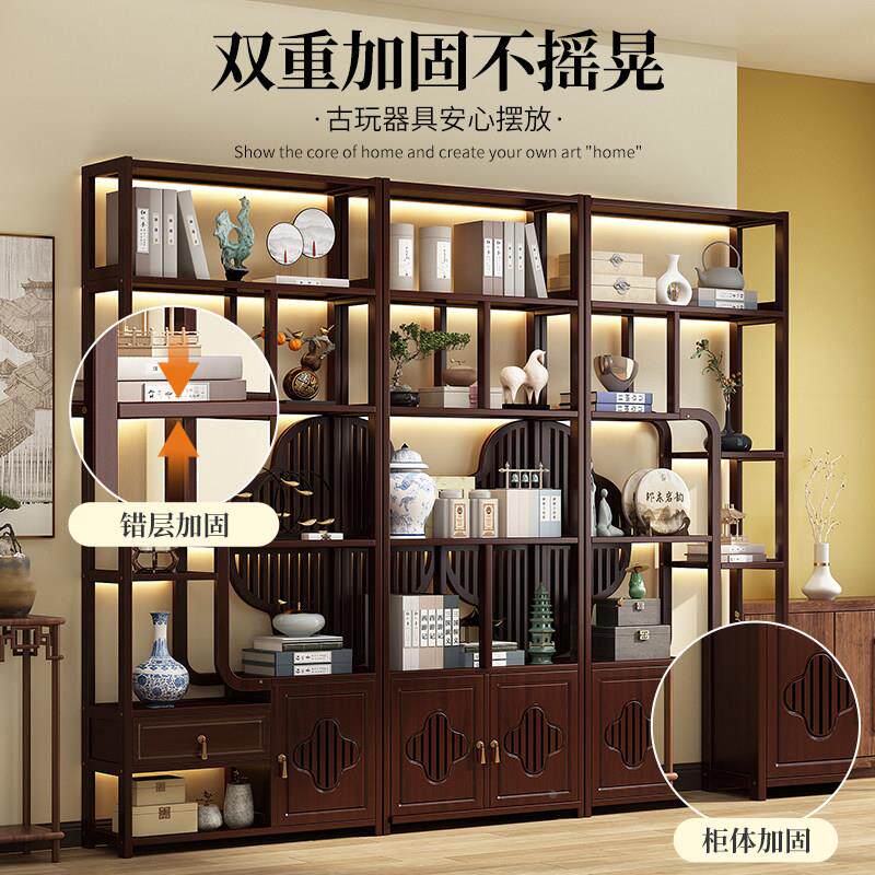 博新中式茶室古架非实隔木展示摆放柜茶断叶茶具LQ-JFBGJ收纳层架