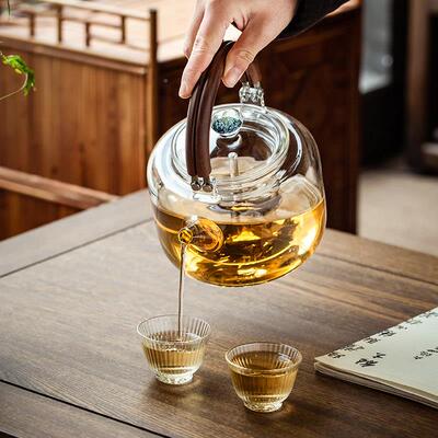 云术耐高温加厚玻璃煮壶大容量煮水壶蒸茶器家茶用煮水壶烧黑ys-6