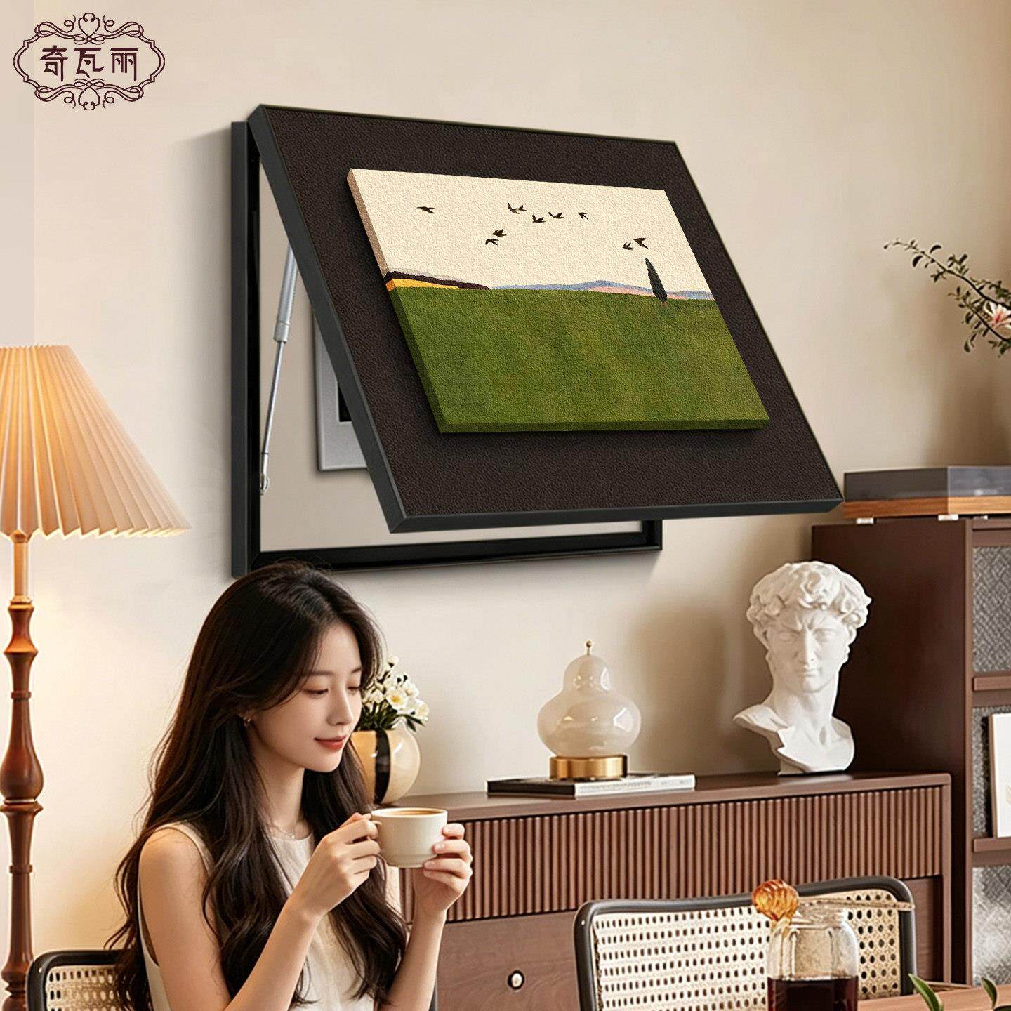 层体电表箱双装饰画QWL4128遮挡配立电箱盒挂画高0级感创意饭厅画