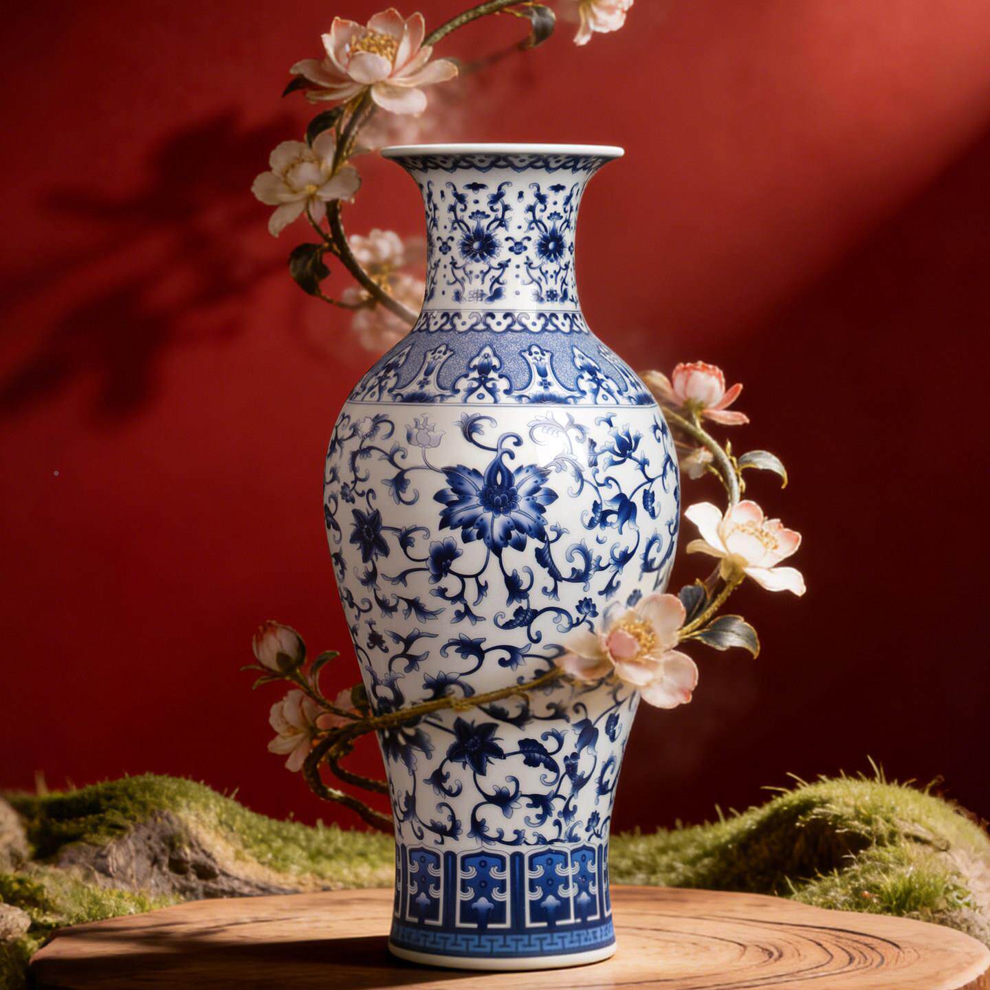 青花瓷花瓶摆件客厅器插艺古花仿小装饰工品景德20240727镇陶瓷新